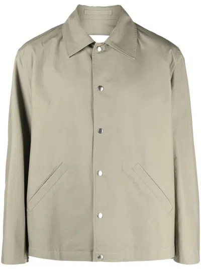 Jil Sander Shirt Jacket With Logo In Medium Green