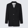 Jil Sander Oversized Wool Jacket Flap Pockets In Black