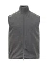 Jil Sander Sleeveless Wool Jacket With High Ribbed Collar In Gray