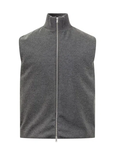 JIL SANDER JIL SANDER GIL GREY WOOL VEST WITH ZIP JIL SANDER