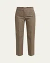 Jil Sander Gingham Cropped Wool Tailored Pants In Brown