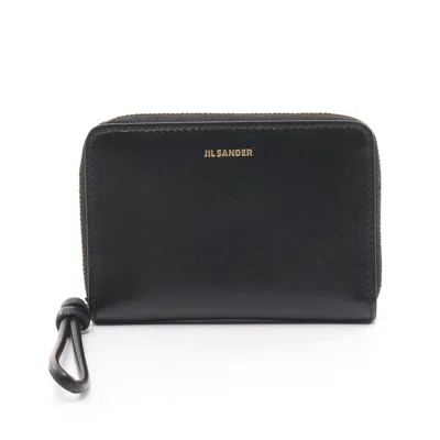 Jil Sander Giro Giro Pocket Zip Around Wallet Round Zipper Wallet Leather In Black