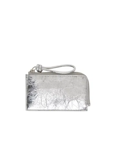 Jil Sander Giro Metallic Leather Keyring In White