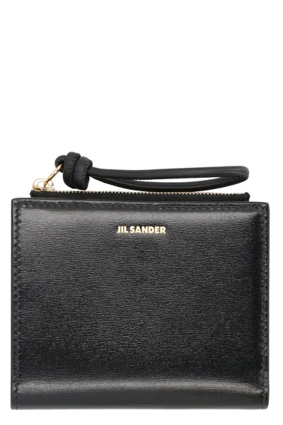 Jil Sander Giro Mini Leather Wallet In Black