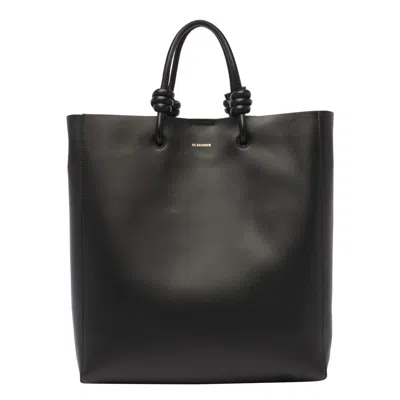 Jil Sander Knot-detail Leather Tote Bag In Nero