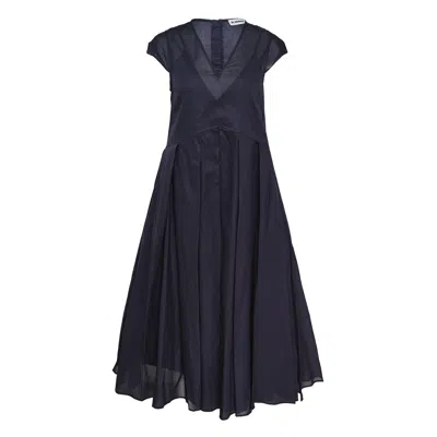 Jil Sander Glass Cotton Organdy Dress In Blue