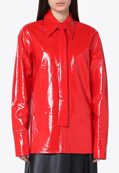 Jil Sander Glossy Tied Buttoned Shirt