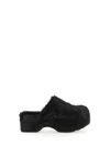 Jil Sander Platform Mules With Plush Fur And Rounded Toe In Black