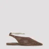Jil Sander Ballerina Embellished Laser-cut Suede Pointed-toe Ballet Flats In Brown
