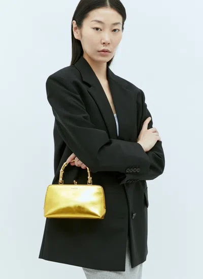 Jil Sander Goji Mini Metallic Leather Top-handle Bag In Yellow