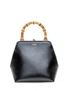 Jil Sander Goji Bamboo Crocodile-embossed Tote Bag In Black