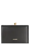 Jil Sander Elegant Mini Black Calfskin Leather Wallet