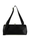 Jil Sander Leather Crossbody Bag With Fabric Strap In Black
