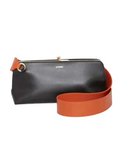 Jil Sander Goji Leather Shoulder Bag In Orange