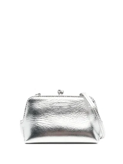 Jil Sander Goji Micro Metallic Leather Bag In 056 Sky Grey