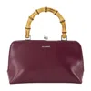 Jil Sander Goji Mini Bamboo Purse - Leather - Burgundy In Black