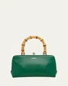 Jil Sander Mini Goji Bamboo Palmellato Leather Bag In Beetle