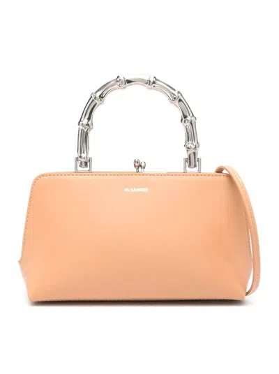 Jil Sander Goji Mini Bamboo Tote In Light Bronze
