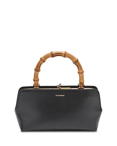 Jil Sander Goji Mini Leather Handbag In Black