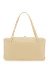 Jil Sander Goji Pillow Beige Shoulder Bag With Clasp Closure And Logo Lettering On The Front In Leather Woman In Beige