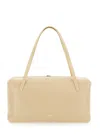 Jil Sander Goji Pillow Beige Shoulder Bag With Clasp Closure And Logo Lettering On The Front In Leather Woman