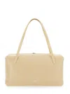 Jil Sander Goji Pillow Beige Shoulder Bag With Clasp Closure And Logo Lettering On The Front In Leather Woman In Beige