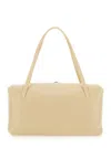 Jil Sander Goji Pillow Beige Shoulder Bag With Clasp Closure And Logo Lettering On The Front In Leather Woman In Beige