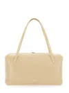 Jil Sander Goji Pillow Beige Shoulder Bag With Clasp Closure And Logo Lettering On The Front In Leather Woman In Beige