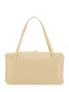 Jil Sander 'goji Pillow' Beige Shoulder Bag With Clasp Closure And Logo Lettering On The Front In Leather Woman