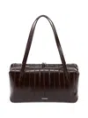 Jil Sander Paneled Cracked-leather Shoulder Bag In Brown