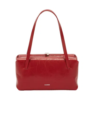 Jil Sander Goji Pillow Leather Shoulder Bag In Rosso