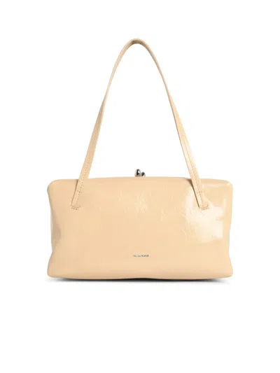 Jil Sander 'goji Pillow' Small Beige Lear Bag In Blue