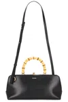 Jil Sander Women Goji Bamboo Small Leather Handbag In Black