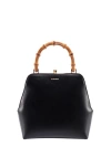 Jil Sander Goji Bamboo Small Leather Top Handle Bag In Black