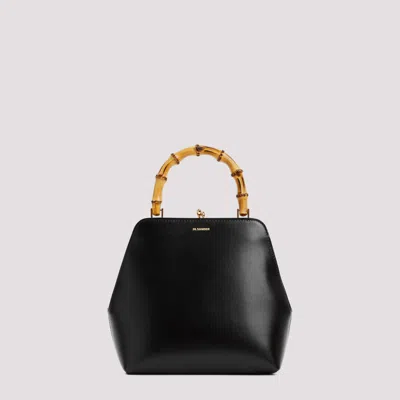 Jil Sander Goji Square Sm Bamboo Bag In Black