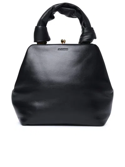Jil Sander Goji Square Small Black Leather Bag