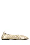 Jil Sander Leather Ballerinas Metallic Finish In Platino