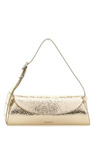 Jil Sander Gold Leather Cannolo Crossbody Bag In Silver