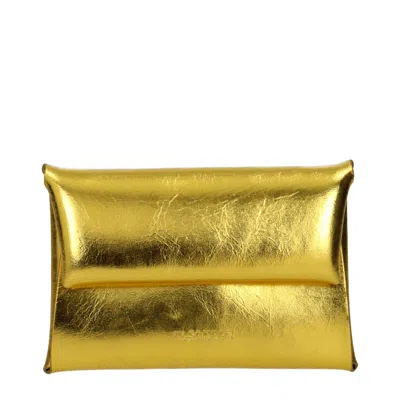 Jil Sander Gold Leather Wallet In Red