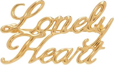 Jil Sander Gold 'lonely Hearts' Brooch In 719 Gold