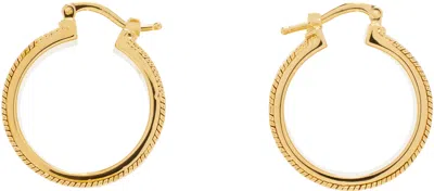 Jil Sander Gold Textured 3 Hoop Earrings In 711 Gold