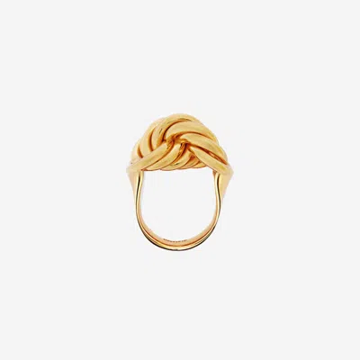 Jil Sander Brass Ring With Braided Detail In Golden