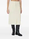 Jil Sander High Waisted Wool Skirt Featuring Slits In Neutral