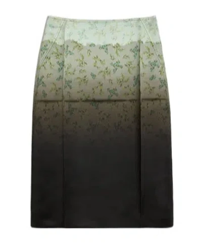 JIL SANDER GRADIENT FLORAL-PRINTED MIDI SKIRT