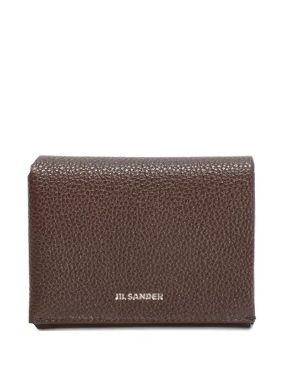 Jil Sander Grained Embossed Leather Wallet In Brown