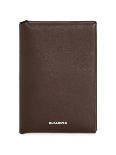 Jil Sander Grained Leather Passport Holder In Purple