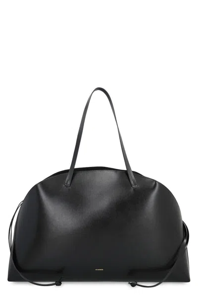 Jil Sander Women's Grande Leather Shoulder Bag In Black