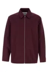 Jil Sander Bordeaux Shirt With Classic Collar And Front Zip Closure In Burgundy
