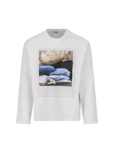 Jil Sander Graphic Long-sleeve T-shirt In White