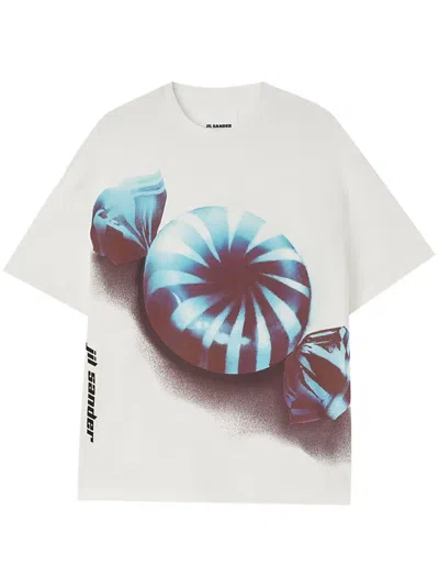 Jil Sander Graphic-print Cotton T-shirt In White